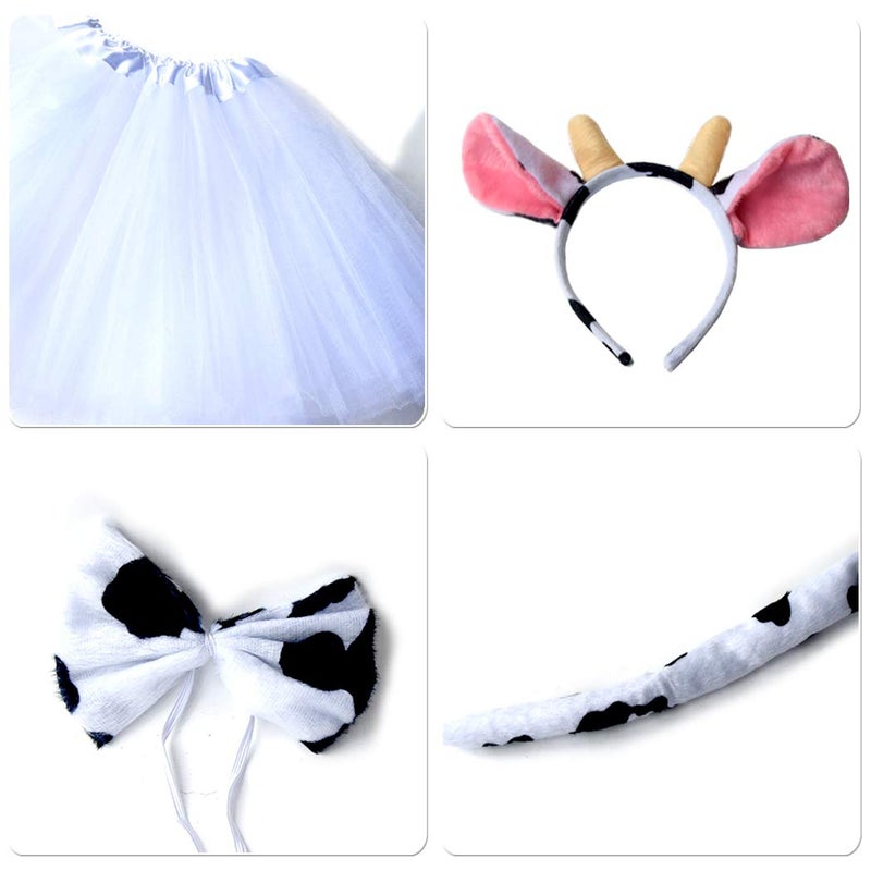 Marrywindix White Cow Costume Tutu Set Animal Fancy Dress Costume Kit Accessories - Image 4